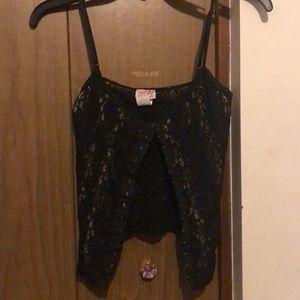 Cute sheer tank with lace overlay